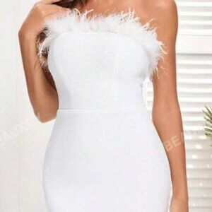 Strapless Feather Bodycon Dress